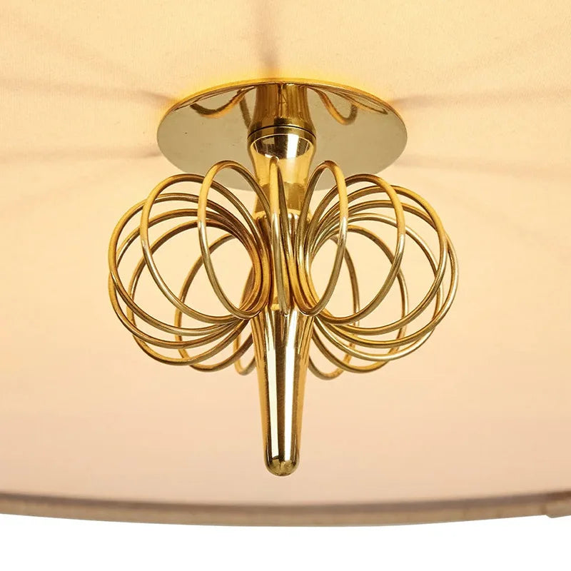 Suspension lumineuse tissu texturé vintage 6000K 3000K doré noir salon chambre