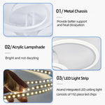 lustre led moderne plafonnier anneau concentrique télécommande contrôle app facile