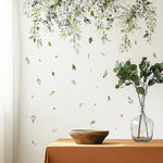 sticker mural adhésif feuilles branches fleurs aquarelle naturel bohème champêtre résistant eau