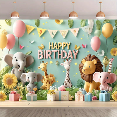 Bannière jungle joyeux anniversaire multicolore
