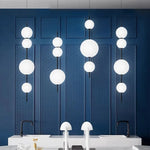 suspension lumineuse moderne sphères blanches brillantes minimaliste 80cm 85cm 103cm