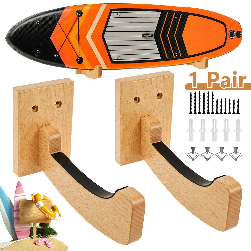 support mural bois planche surf cintre vis expansion moderne orange noir gris vert bleu