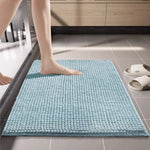 tapis bain moderne beige bleu clair gris antidérapant texture bouclée absorbant sol