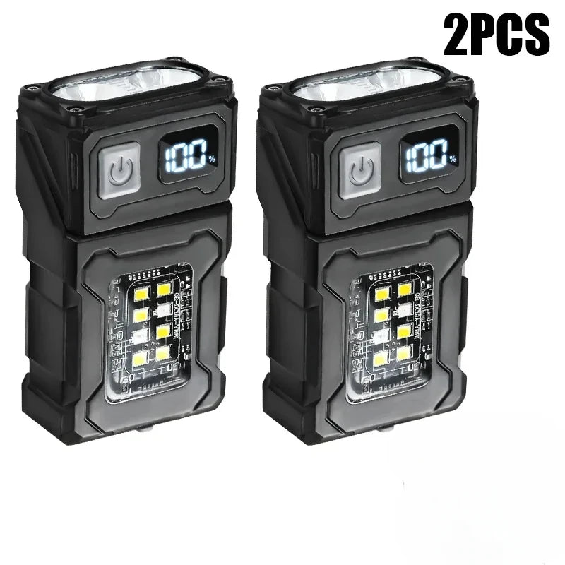 lampe torche led rechargeable port usb aimant noir résistante chocs banque alimentation lumiere intense