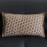 housse coussin marron motif arbre moderne décoration intérieure jacquard polyester 30x50cm 45x45cm fixations
