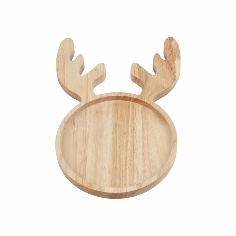 assiettes bois naturel assiettes noël forme d'arbre cerf décoration festive modernes