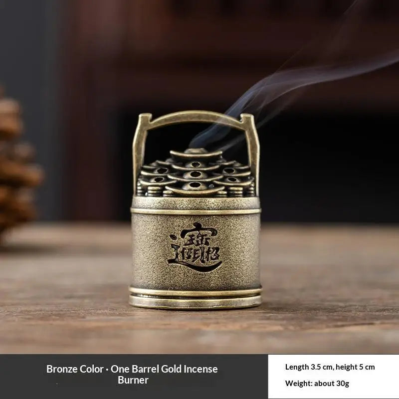 brûleur d'encens rose artisanal bronze rouge vert doré feng shui méditation yoga décoration maison