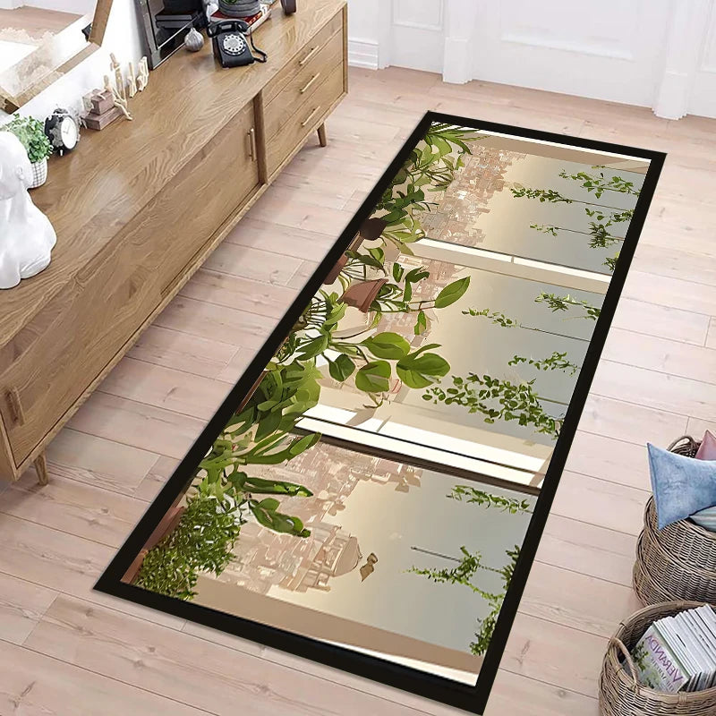 tapis moderne vert feuilles fleurs chambre prière extérieur commercialisation lavage mécanique polyester polypropylène
