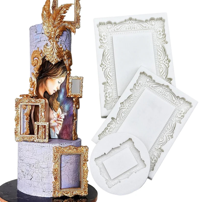 cadres decoratifs silicone blanc ornements baroques classiques motifs artistiques decors gateaux