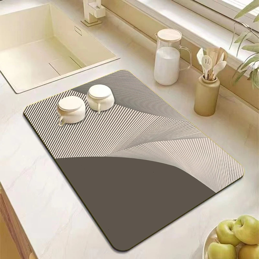 tapis séchage vaisselle moderne rayures gris adhésif 20x30cm 30x40cm 40x60cm 50x80cm