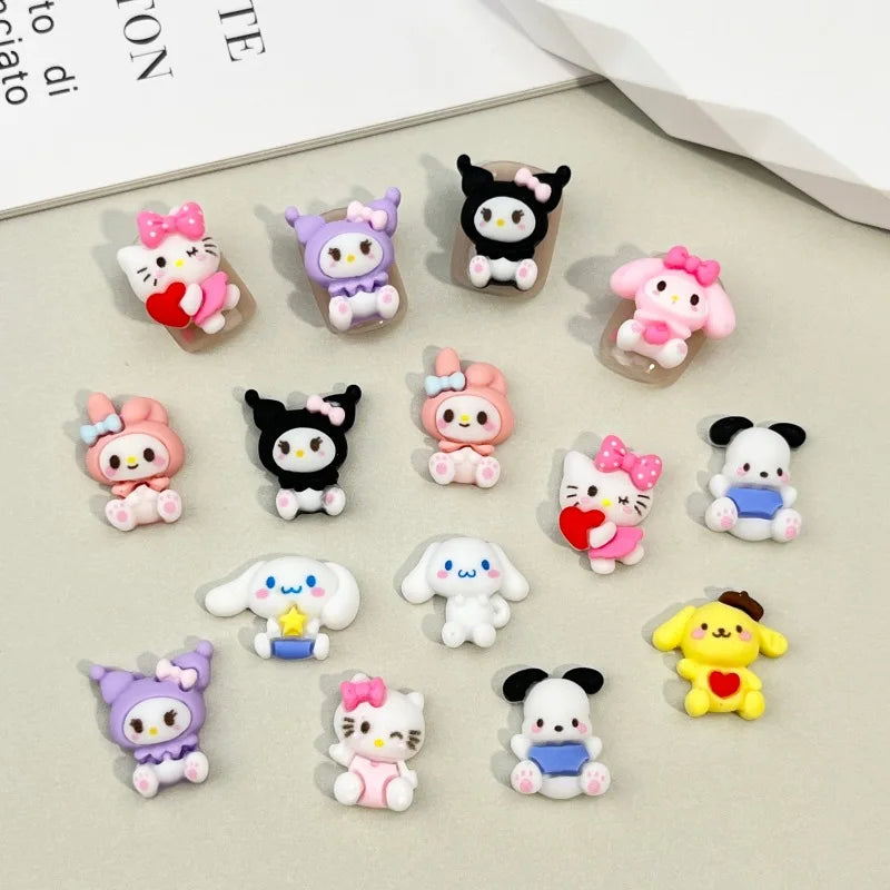 figurines résine animaux clips cheveux noir violet rose blanc bleu jaune cartoon mignons coeurs