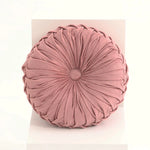 coussin rond plissé velours polyester fibre massage couleur rose gris moderne