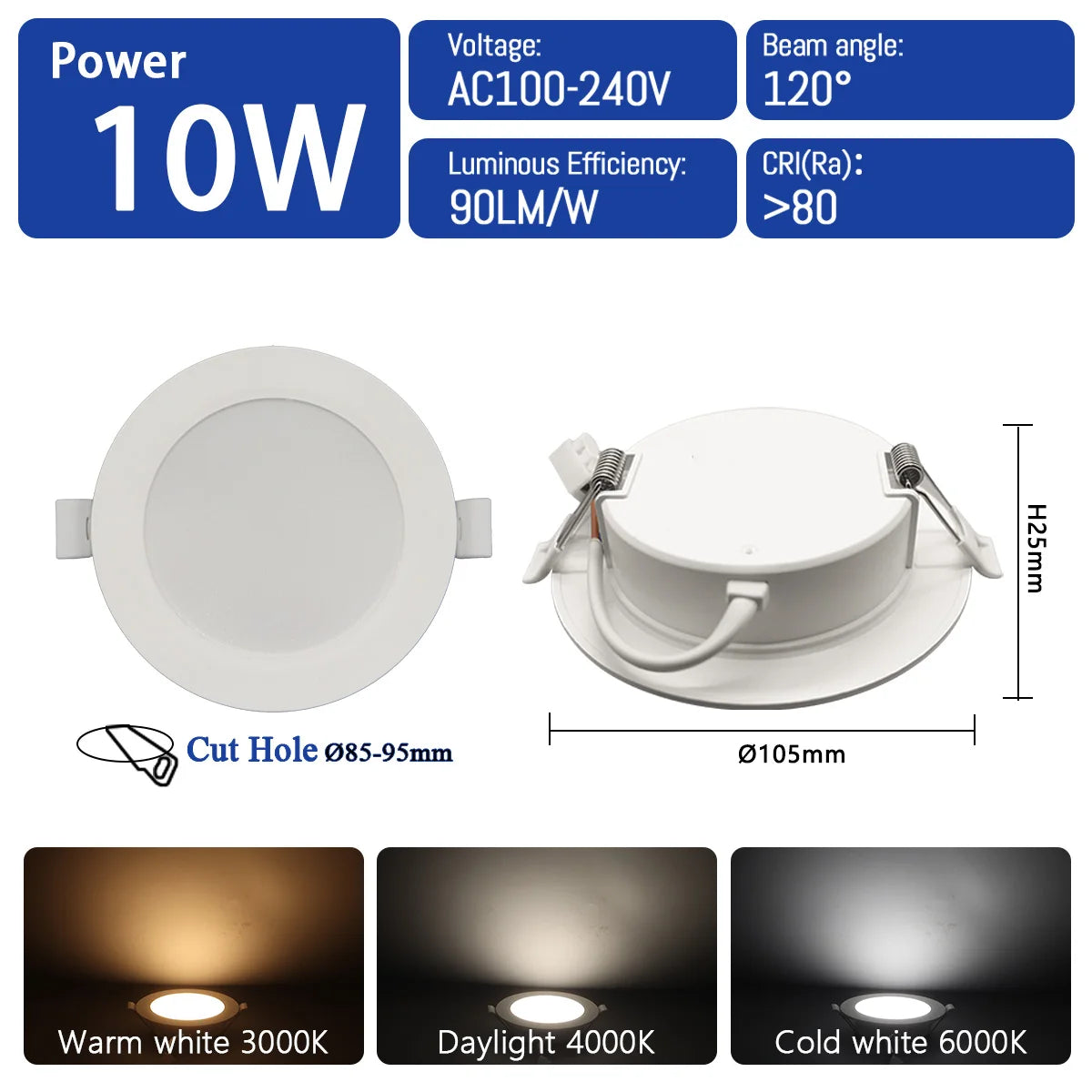 spot led downlight blanc 24w 20w 17w 14w 10w clips ac100v240v moderne éclairage cuisine