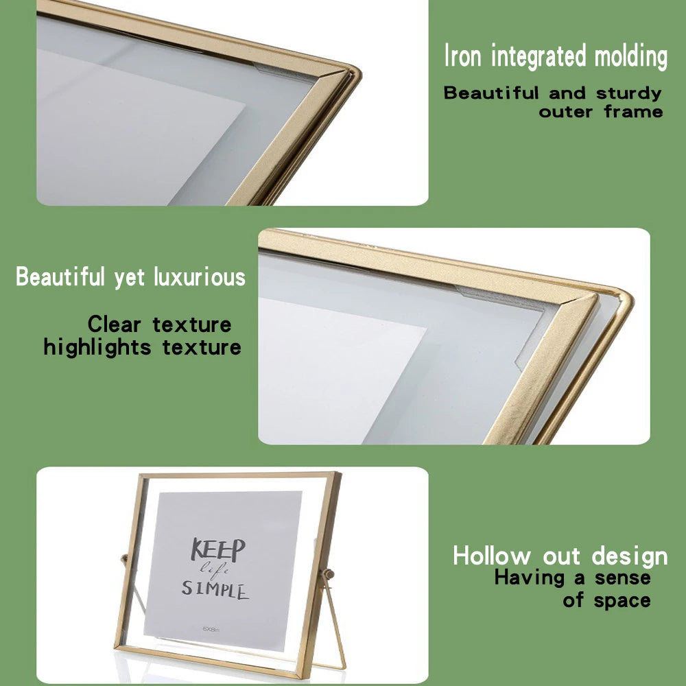 cadre photo or noir support pliable minimaliste motif typographique acrylique transparent chambre