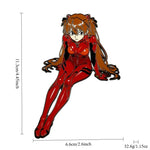 badge anime asuka rouge dessin animé brillant produit fini métal unisexe opacité