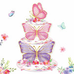 décoration gâteau papillons fleurs rose violet blanc doré piquet anniversaire mariage fête enfants