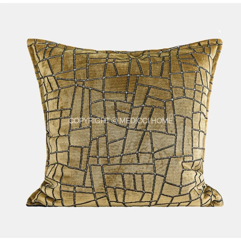 taies d'oreiller géométriques polyester beige marron classique respectueux environnement opaques maison