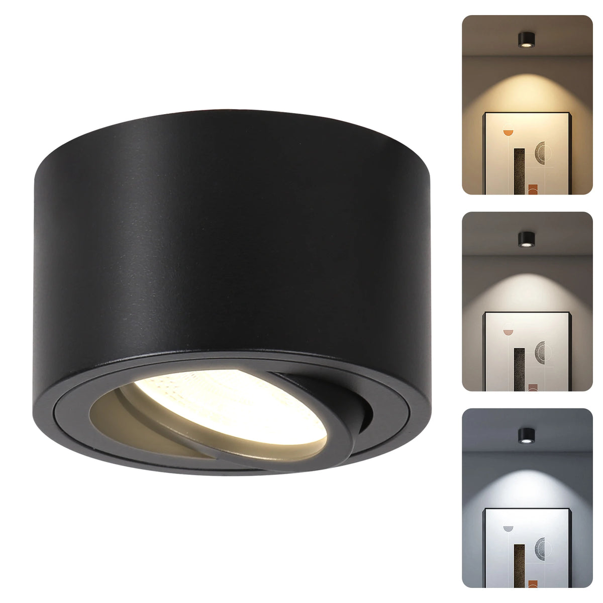 spot lumineux led 7w blanc noir moderne couleurs changeables 80x50mm
