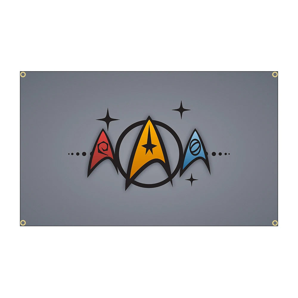 drapeau star trek logo moderne rouge blanc noir bleu doré vertmarine gris