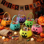 sac main halloween vison sac bonbons fantaisie visage citrouille noir uni