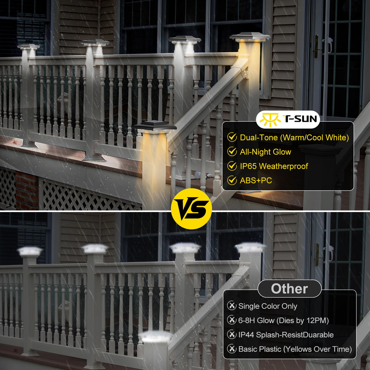 lampe solaire led balustrade moderne adhésive 12 leds lentilles batterie rechargeable ip65 étanche