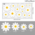 sticker mural fleur marguerite blanc jaune deco enfantine champetre pvc moderne decoration maison bricolage