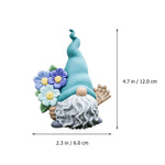 statue gnome bleu turquoise fantaisiste décoration jardin résine fleurs colorées