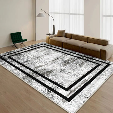 tapis salon moderne velours épais motif géométrique antidérapant mousse respirante décoration maison élégante beige