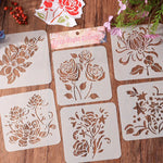 stencils fleurs stylisées tulipes roses blancs artisanal détaillé peinture bricolage scrapbooking