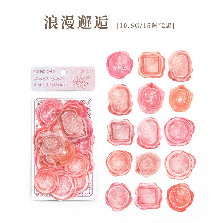 timbres sel multicolores motifs floraux géométriques vintage romantique adhésifs étiquettes paquets