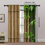 rideau imprimé bambou vert naturel opacité deux pièces fenêtre polyester decoration maison classique rustique