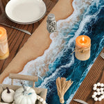 nappes polyester chemins table motif vague mer décoratives marin bohème aspect texturé semi transparent