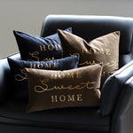 coussins velours lettres dorées sweet bleu marine marron élégants 40x60cm décoration canapé voiture