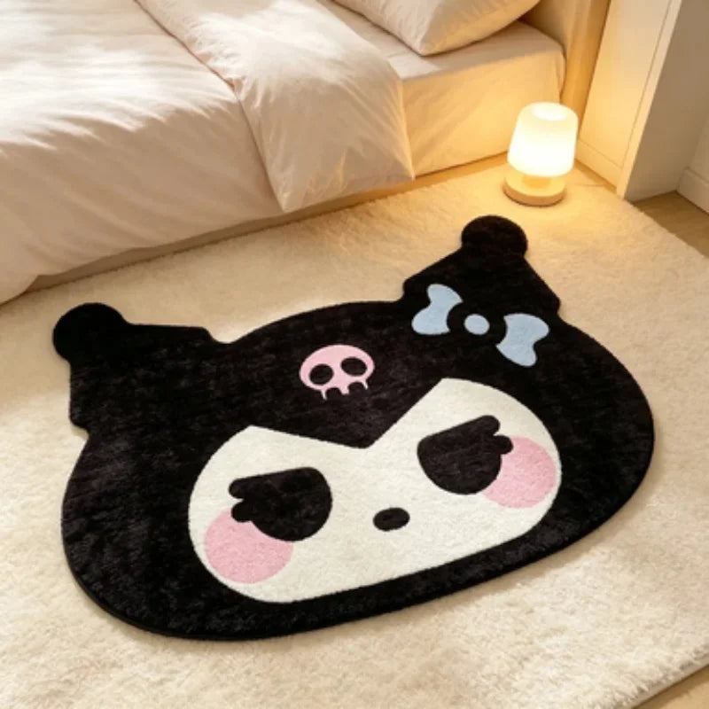 tapis mignon panda dessin animé noir blanc rose bleu clair anti dérapant polyester intérieur