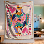 tapisserie moderne reine coeurs motifs géométriques floral chambre décoration polyester vibrant