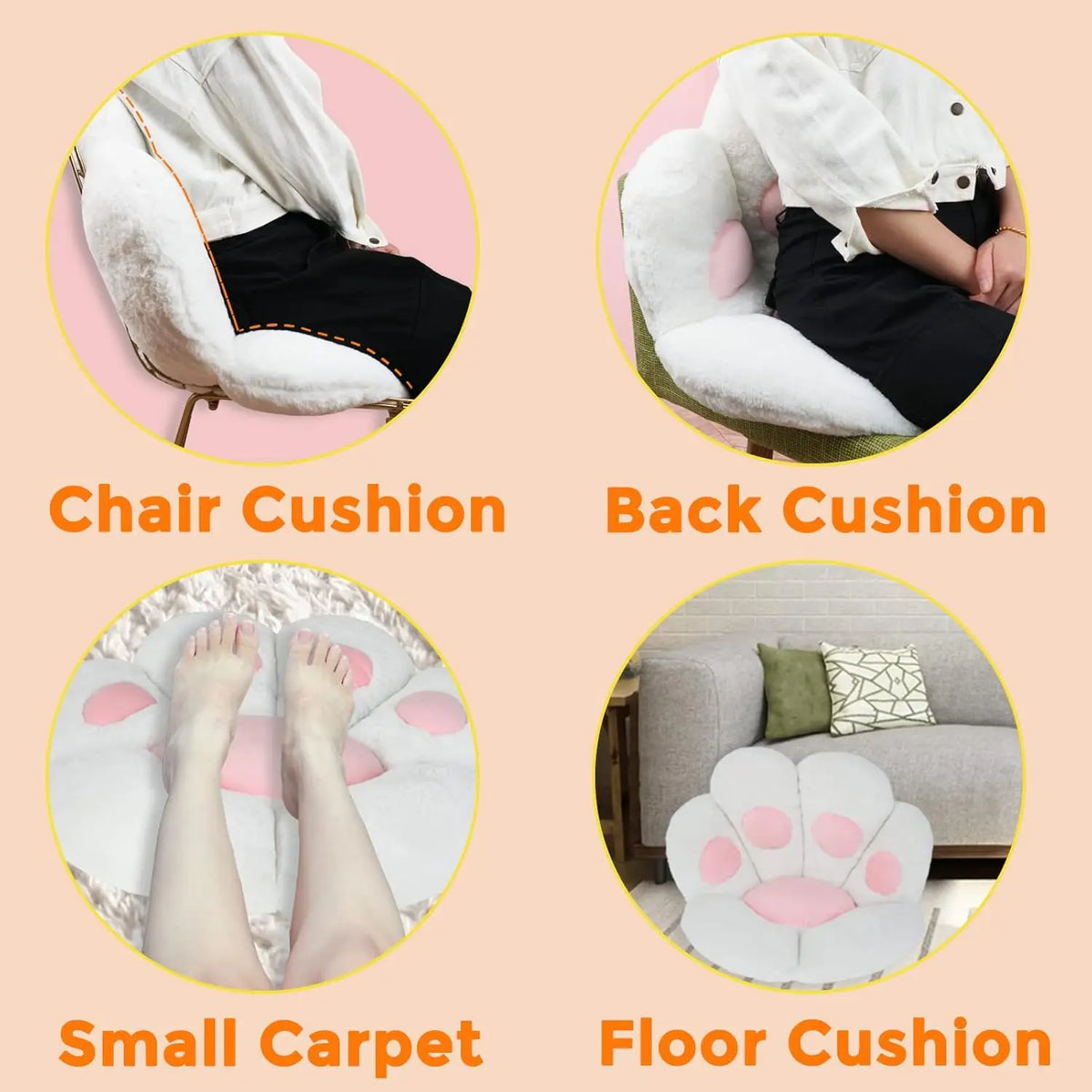 coussin chaise doux blanc rose pattes chat moelleux moderne sofa