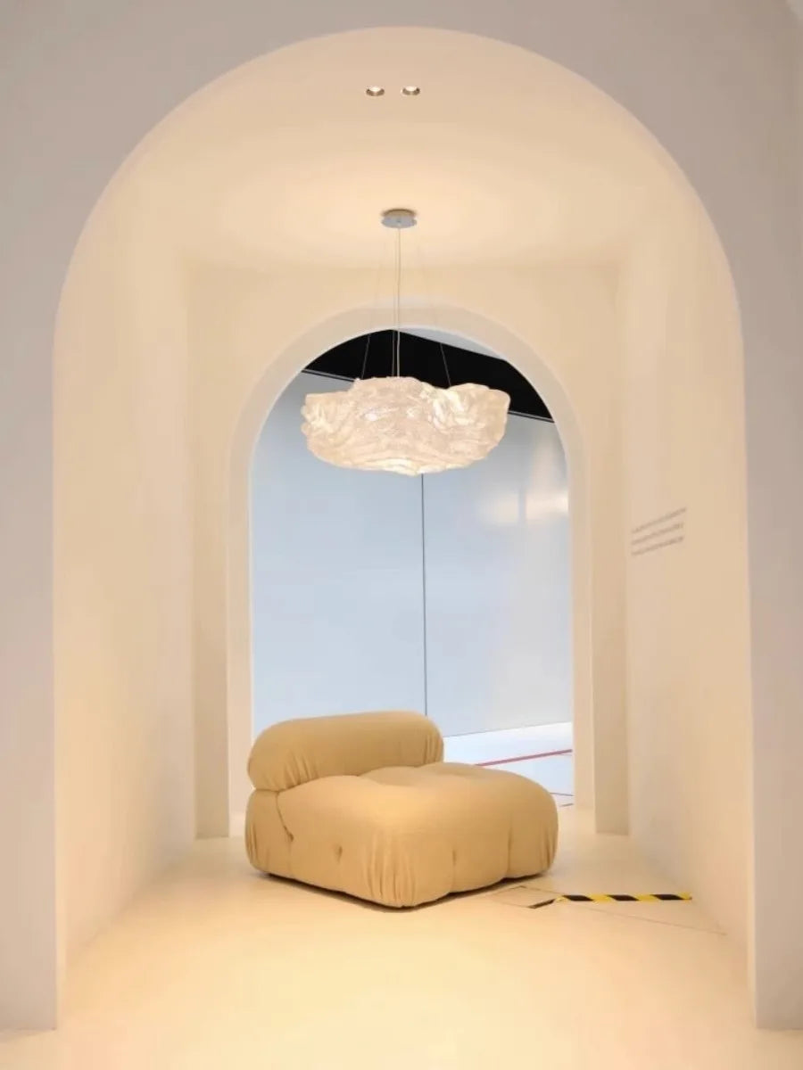 lampe suspendue moderne blanche rose brillante salon chambre
