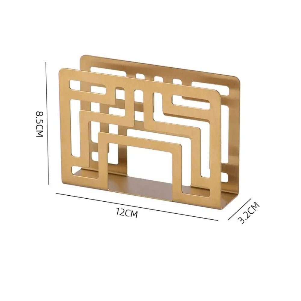 support livre moderne or noir argent grille géométrique acier inoxydable papier blanc