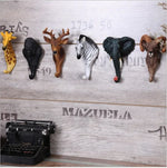 tête animale sculptée girafe gorille zèbre éléphant ram cerf décorative réaliste fixée