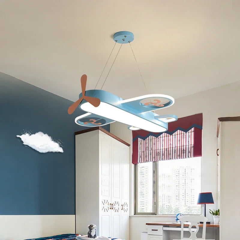 Lustre LED avion rouge pour chambre enfant