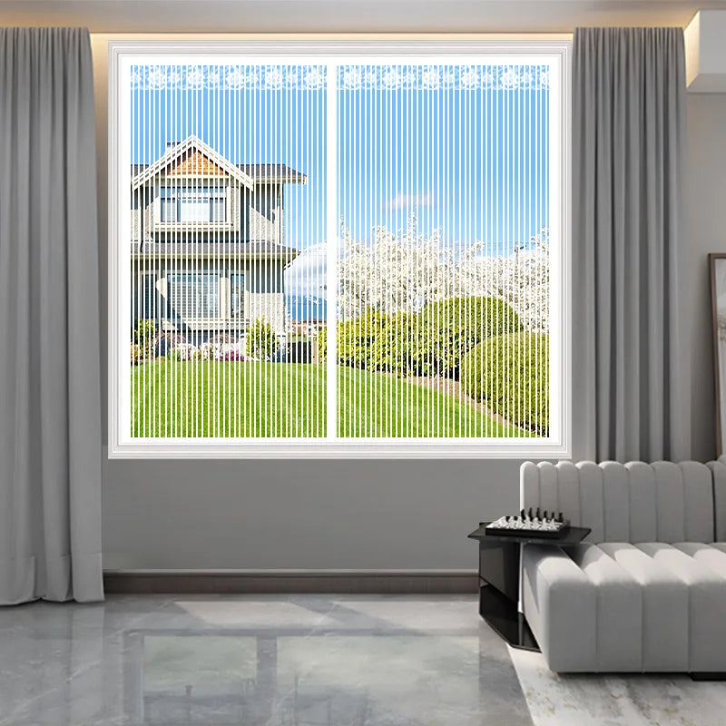 rideau fenêtre moustiquaire blanc maille fine transparente moderne ruban fixation