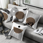 taies d'oreiller polyester motifs géométriques feuilles moderne blanc marron noir opaques canapé lit 40x40cm