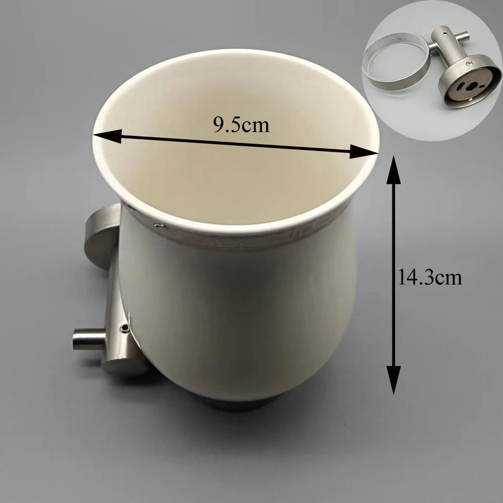 pot pinceau verre blanc mat classique adhésif poignée dorée 9.5cm 8cm 15cm
