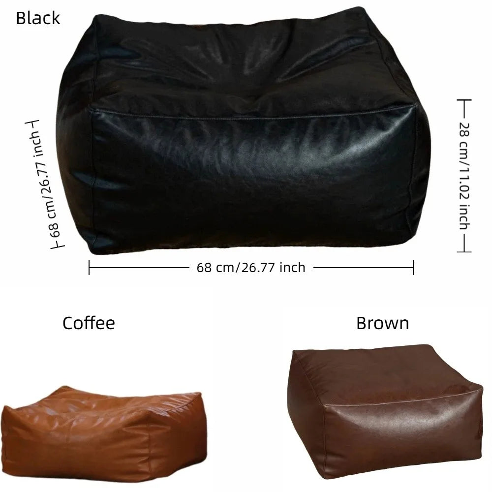 poufs marron noir crème cuir texturé coutures apparentes moderne décontracté bohème accueil