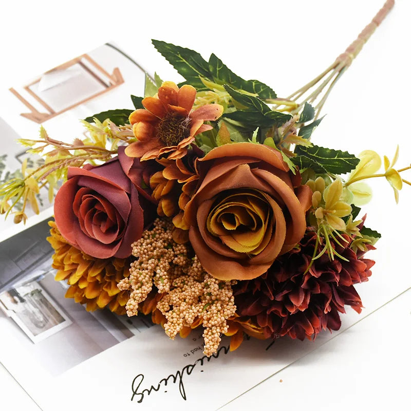 bouquet fleurs artificielles roses marguerites décoration mariage anniversaire extérieur intérieur