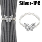 boucle rideau gris rose bleu doré papillon strassé blanches élégante décorative clip fixe