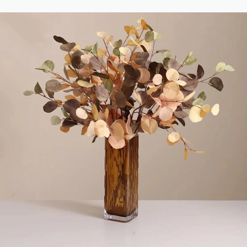 vase rectangulaire verre ambré motif texturé décoration moderne table opaque contemporain