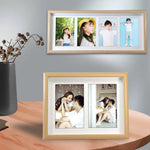 cadre photo bois moderne multi photos décoration minimaliste marron foncé blanc beige clair