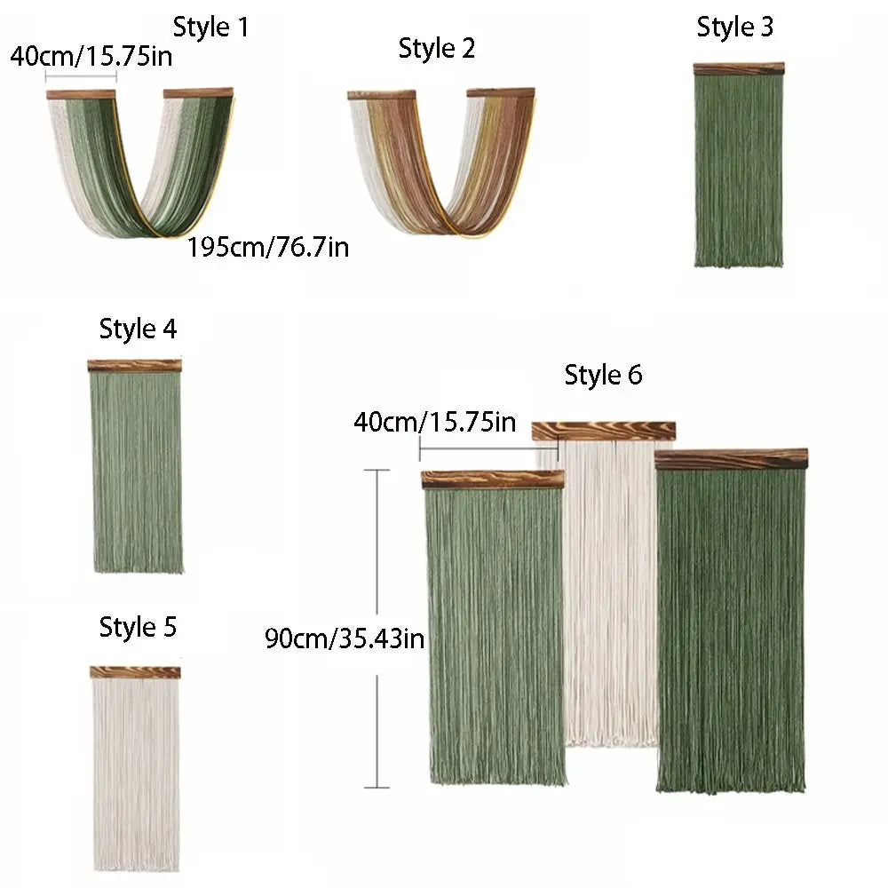 rideau franges vert olive blanc moderne minimaliste coton tissé main finition bois