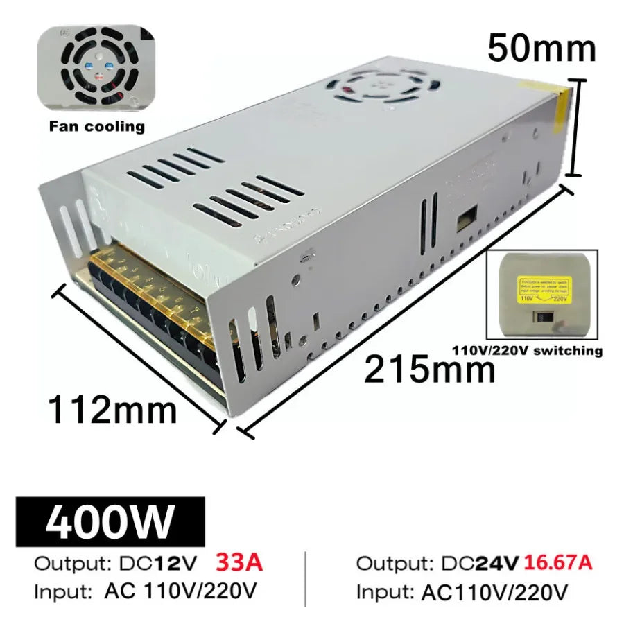 transformateur alimentation électrique ac vers dc bande led intérieur aluminium 12v 24v 48v